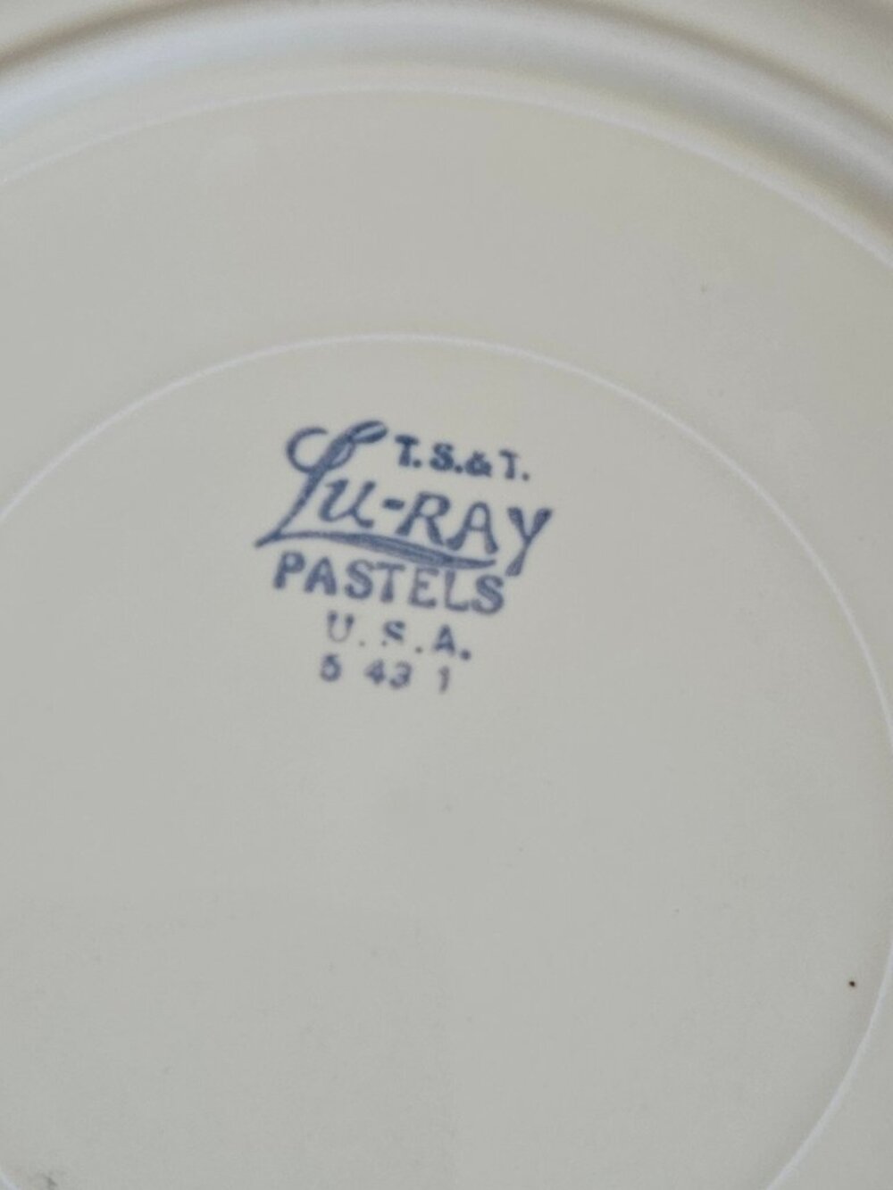 Vintage LuRay/Taylor, Smith & Taylor Set of 3 Dinner Plates, Blue/Yellow/Green